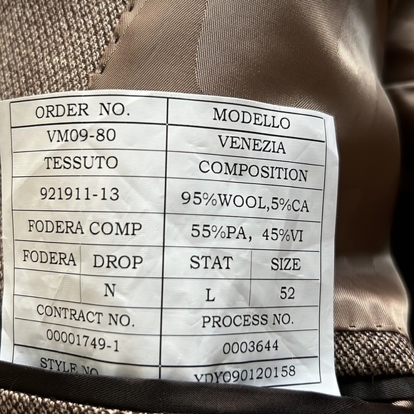 Matarazzi Uomo Venezia Brown Wool/Cashmere Blazer Size 52 - Picture 14 of 14